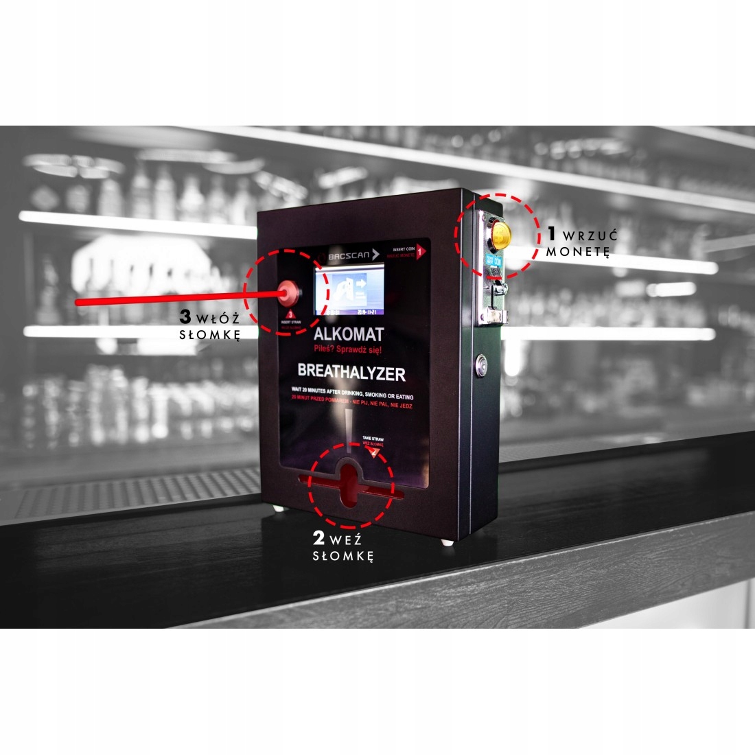 Alkomat BACscan F 3 uruchamiany przyciskiem Weight with packaging 5 4 kg