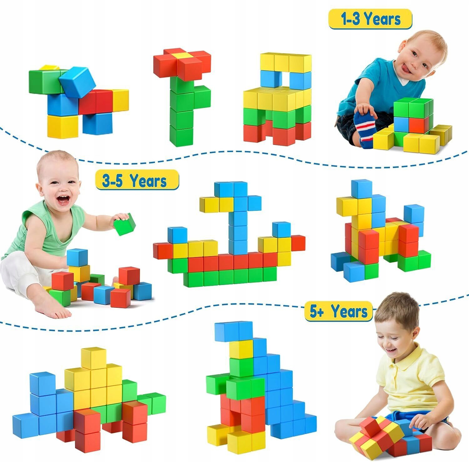 3D MAGNETYCZNE KLOCKI, MAGNETYCZNE KOSTKI DO UKŁADANIA DLA MAŁYCH DZIECI Rodzaj zestaw
