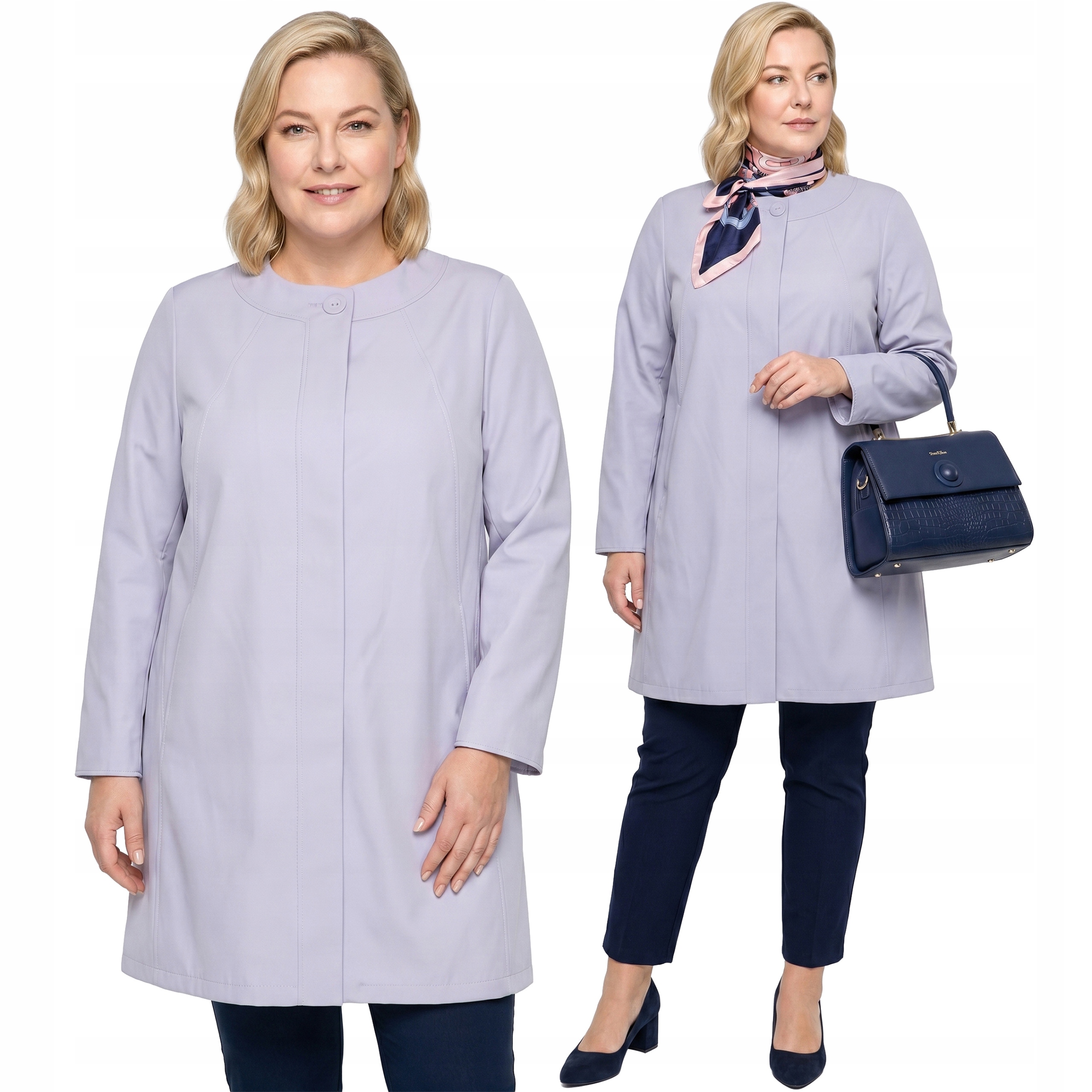 Elegantní světle šedý kabátek plus size velikost 54