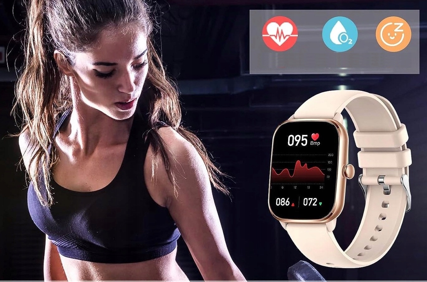 SMARTWATCH ZEGAREK DAMSKI POLSKIE MENU ROZMOWY SMS SMART WATCH + 2 PASKI Materiał paska guma