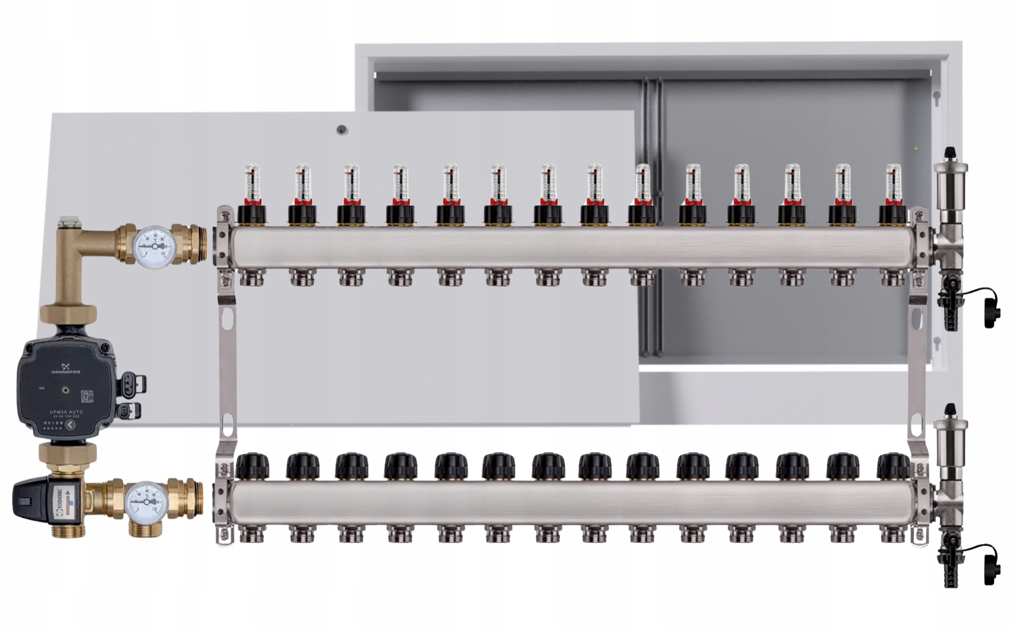 Nerezový rozdělovač pro podlahu 14, nástěnný box Pumpa Grundfos