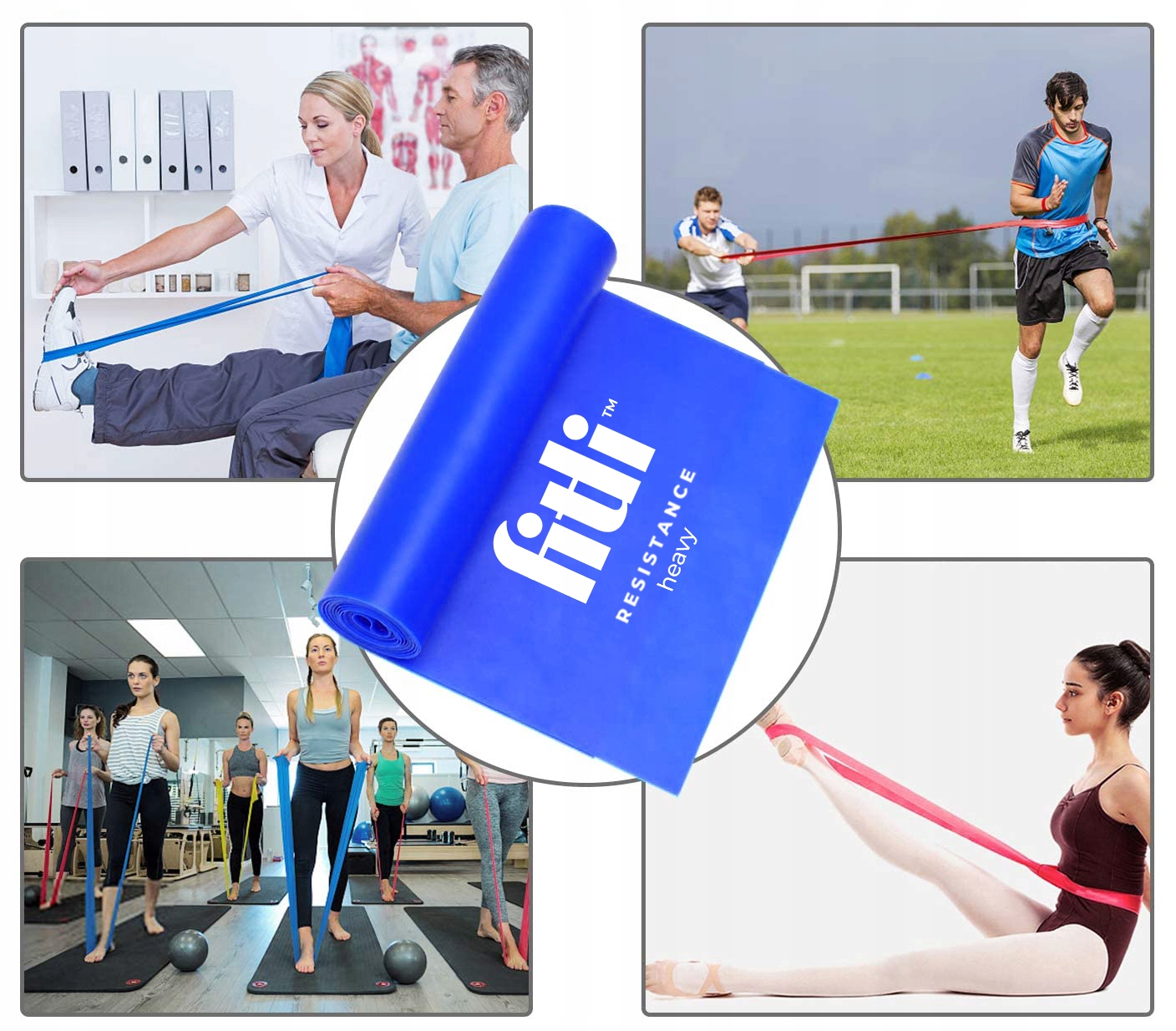 ZESTAW 3 GUM TAŚMA DO ĆWICZEŃ TRENINGU REHABILITACYJNA FITNESS FLAT BAND 2M Kolor dominujący wielokolorowy