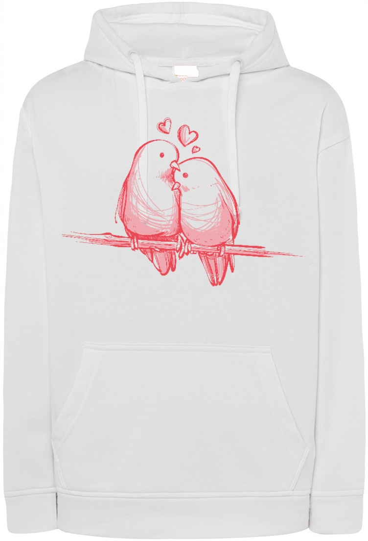 Valentýnská Mikina s potiskem Ptáci Láska Dárek XXL