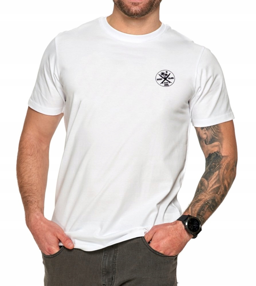 

T-shirt męski z małym nadrukiem - biały L