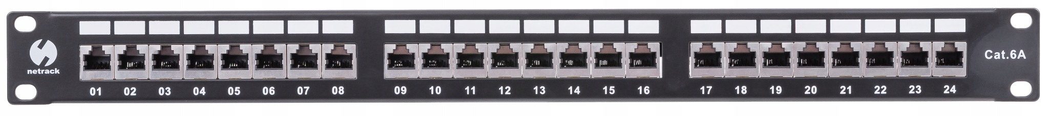 Patch Panel Rack 19" 1U 24 Porty Kat. 6A Ftp Stp Netrack z Półką Patchpanel