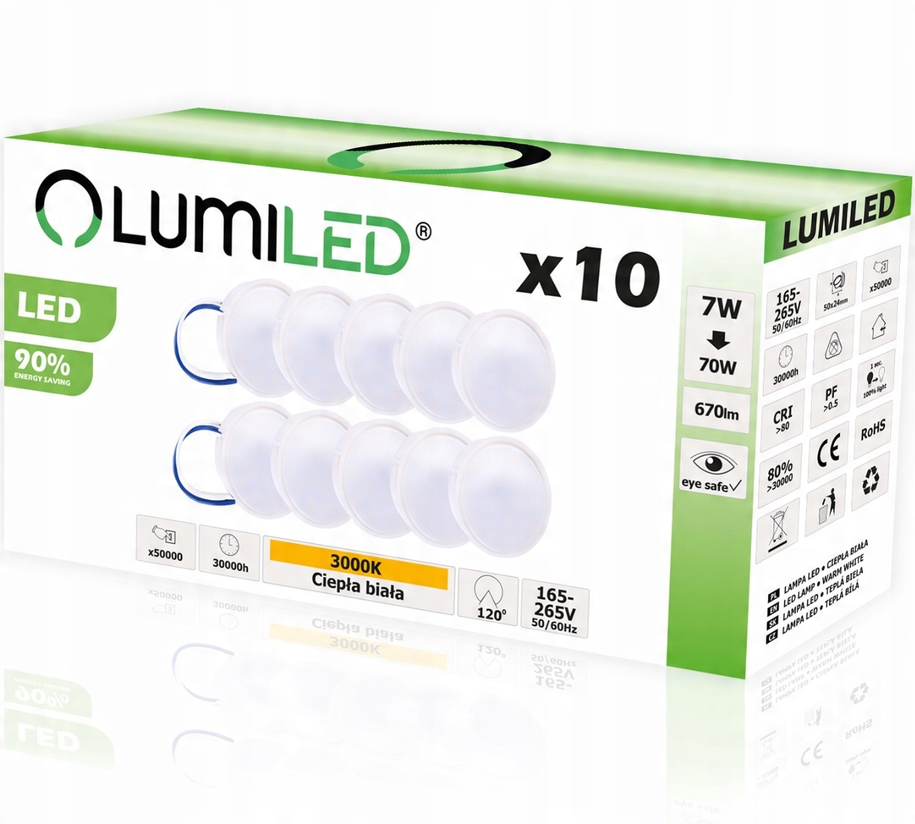 

10x Wkład Żarówka Led Insert Moduł 7W 70W 3000K