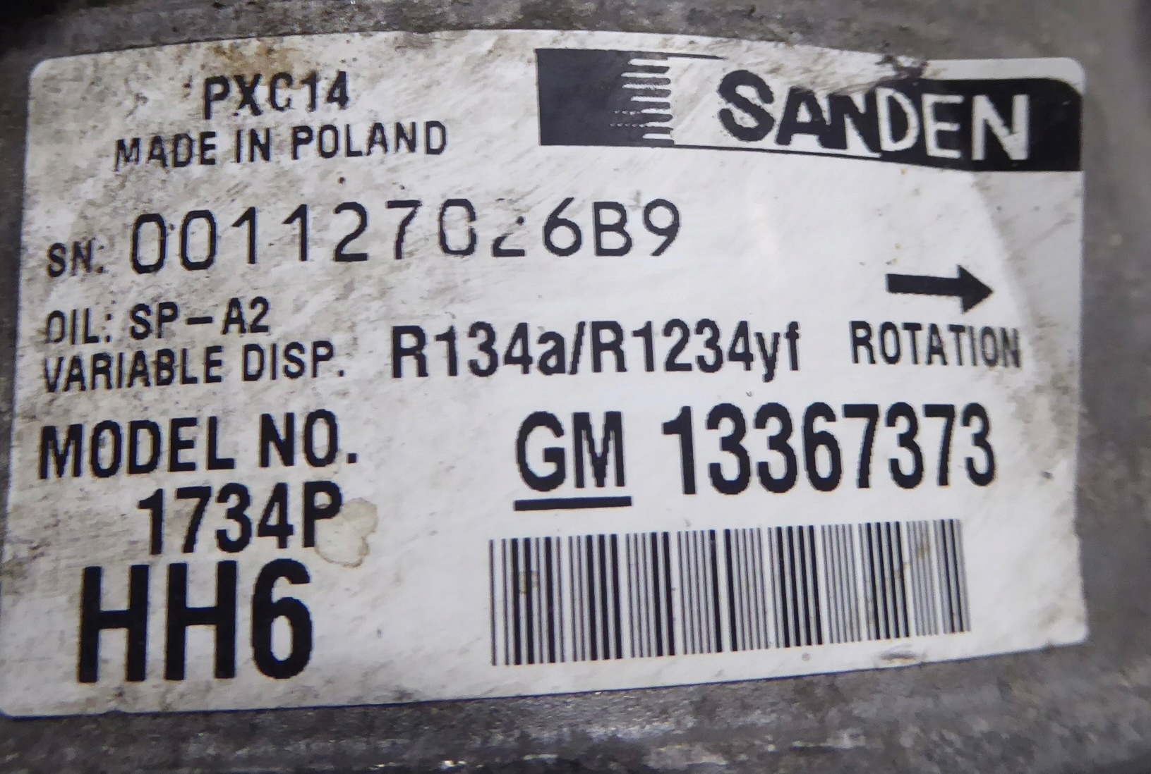 pumpa klimatizaci OPEL ASTRA K 1.6 CDTI BITURBO