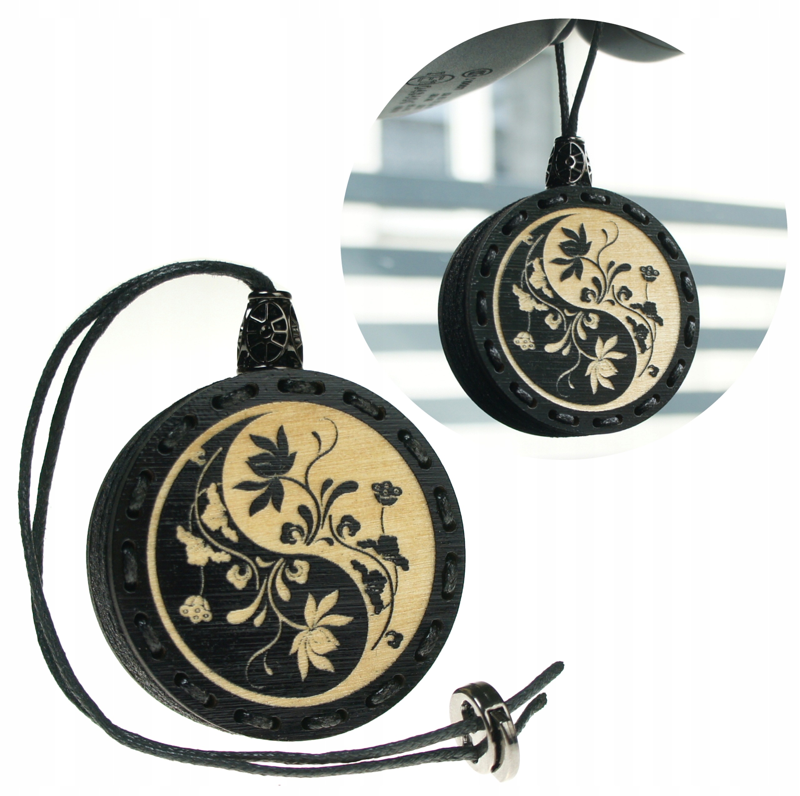 Zapach do samochodu drewniana zawieszka Deconet Black Premium Yin Yang