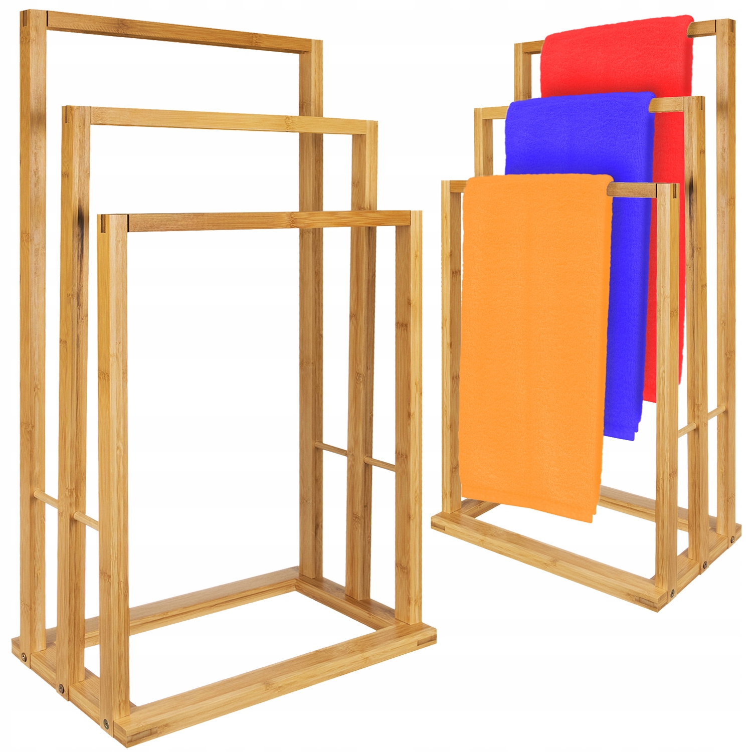 

Wieszak na Ręczniki Łazienkowy Stojak Bambusowy