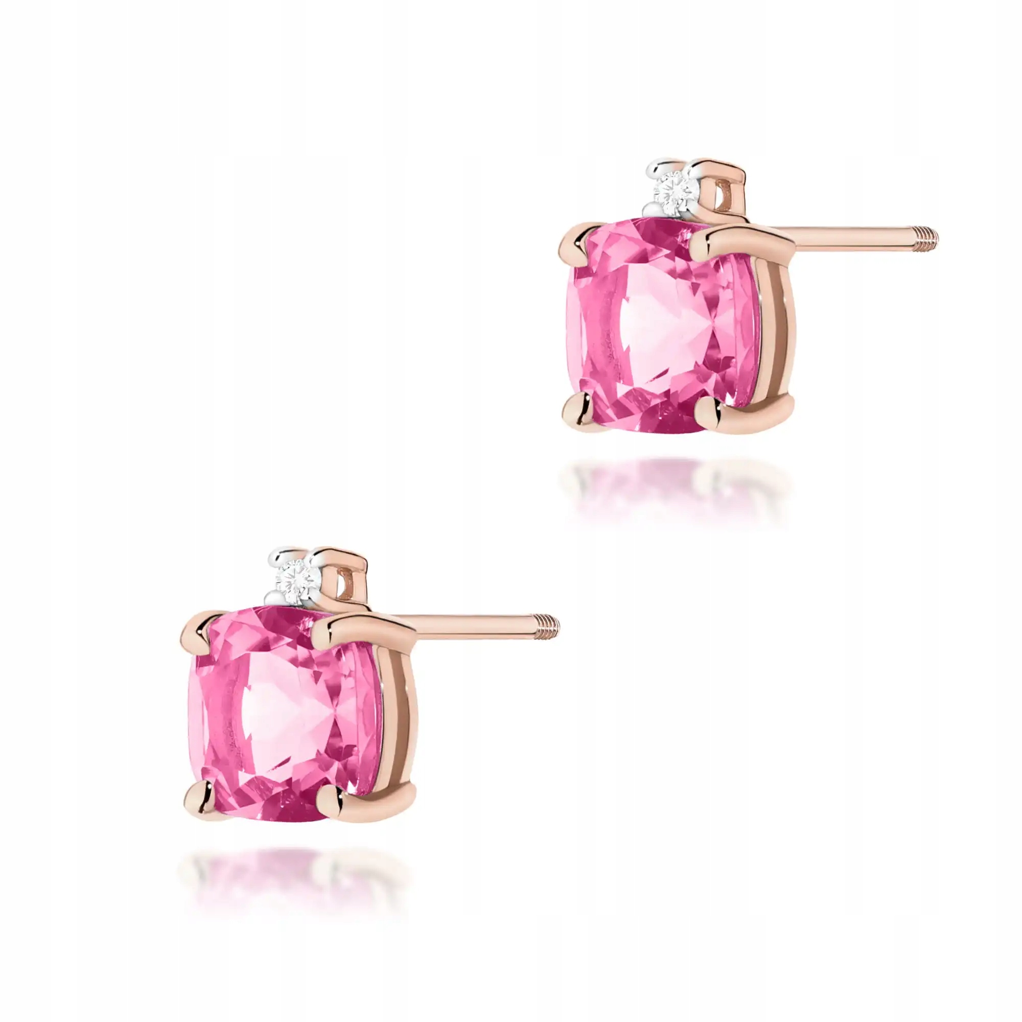 Náušnice zlaté dámské 585 šroubovací tyčinky topaz růžové zlato 14kt