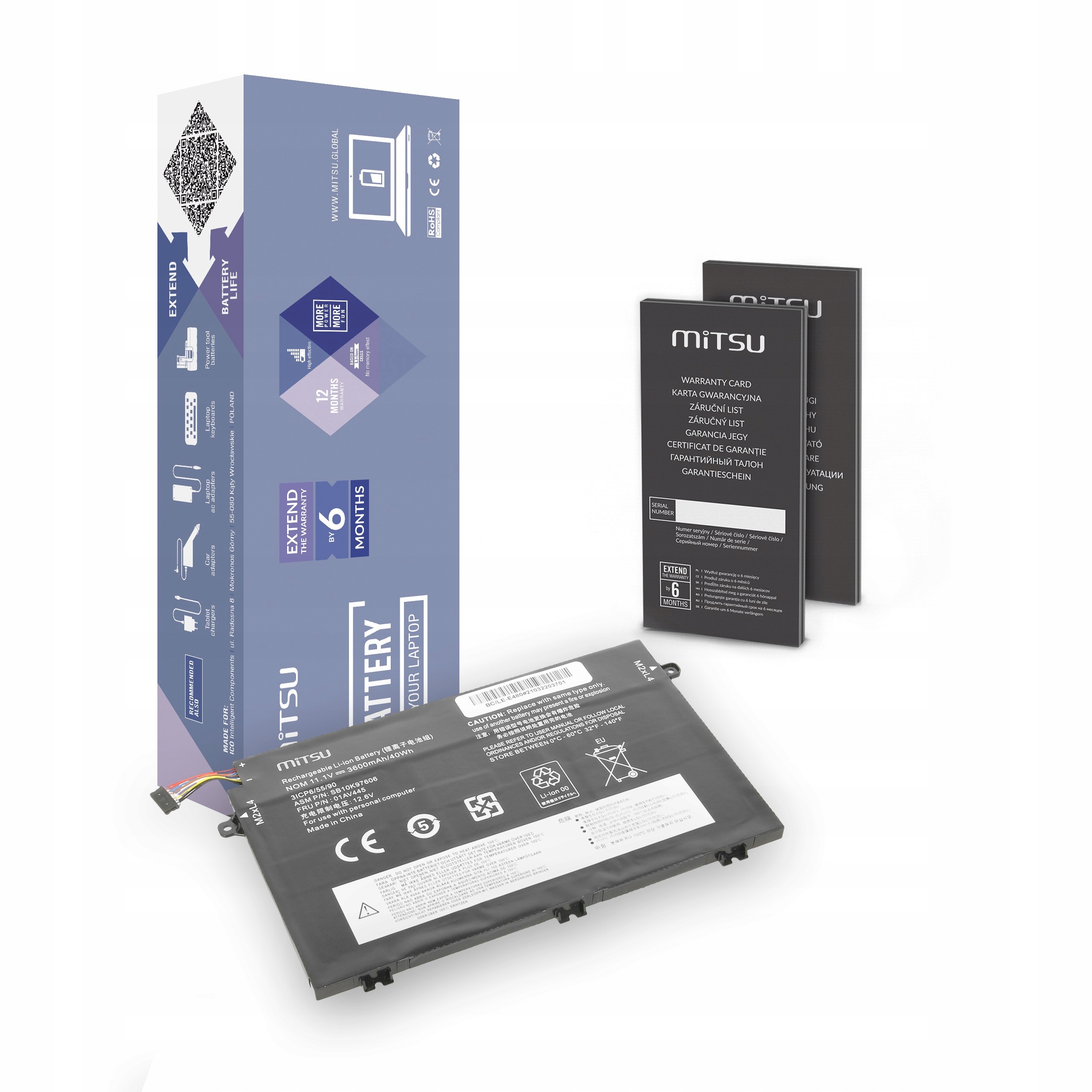 Baterie Mitsu pro Lenovo ThinkPad E480, E580