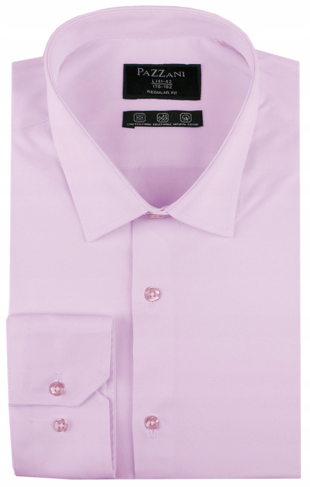 Jednobarevná bavlněná košile s jednoduchým střihem růžová 40/176-182