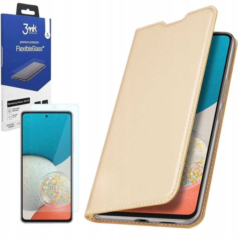 

Etui Skórzane Szkło 3mk do Galaxy A53 5G, Złote