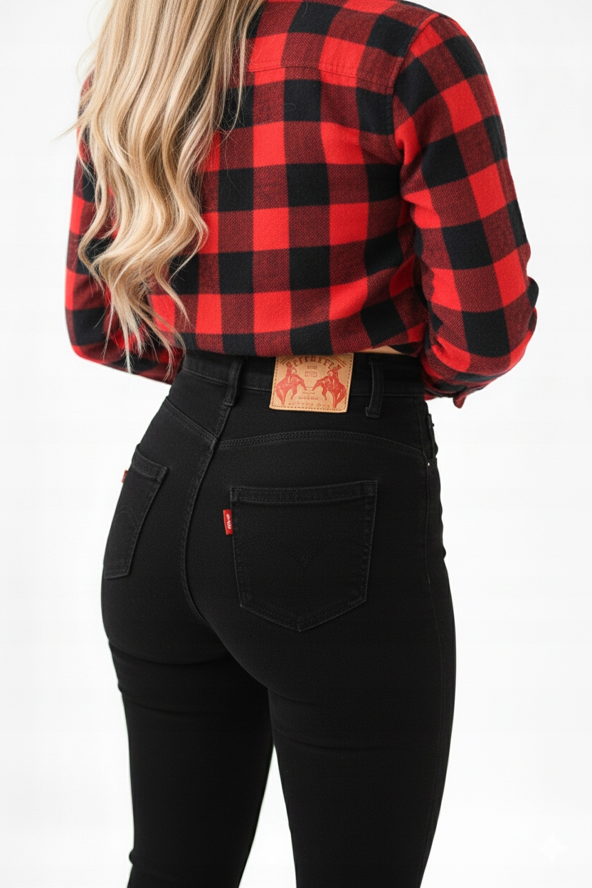 Módní Dámské Džíny, Černé Úzké Nohavice Push Up