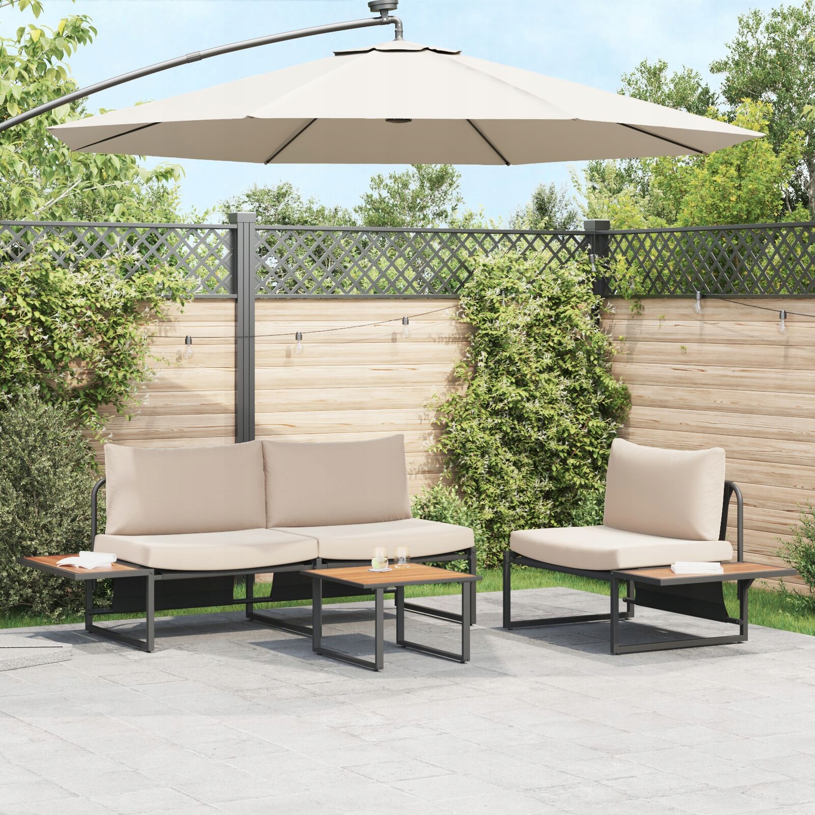 3dílná souprava zahradního sofa s taupe polštáři Taupe 3335893