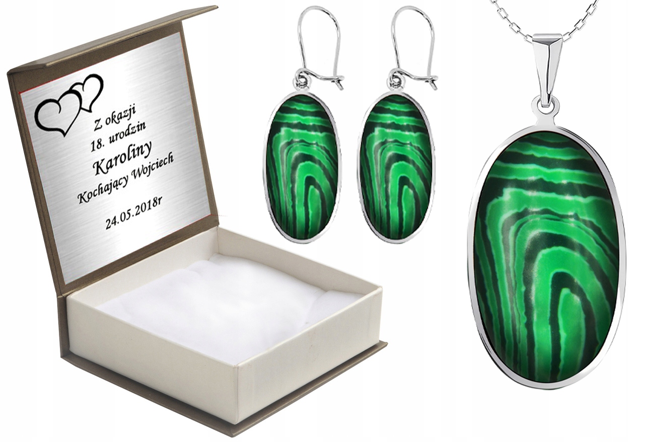 

Komplet Biżuterii 925 Z Malachitami+ Grawer