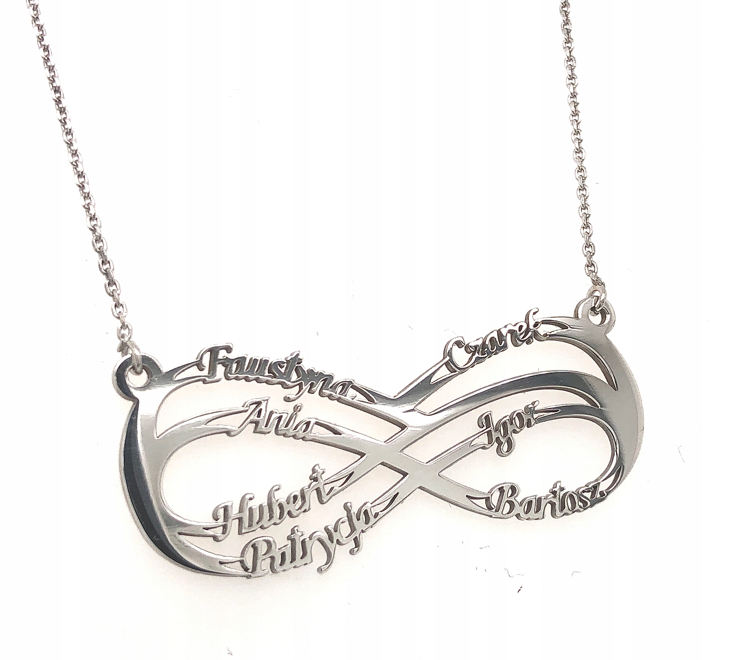 Stříbrný náhrdelník Infinity se 7 jmény