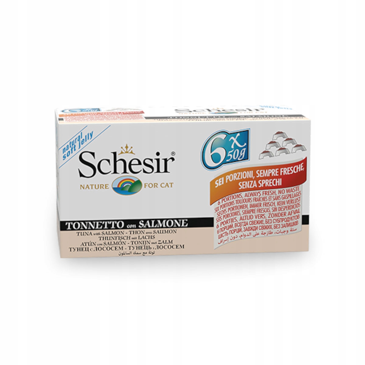 Mokré krmivo pro kočky Schesir Rybí sada s tuňákem a lososem 36x50g