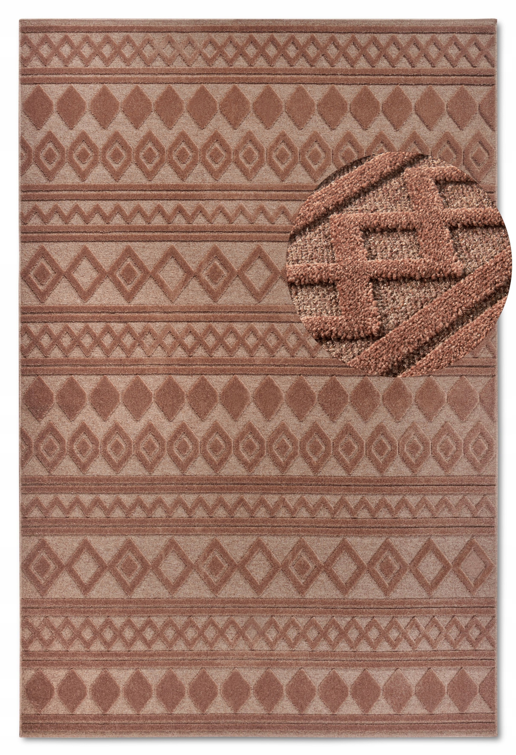 Koberec do obývacího pokoje 160 x 230 cm, hnědý reliéfní 3D vzor