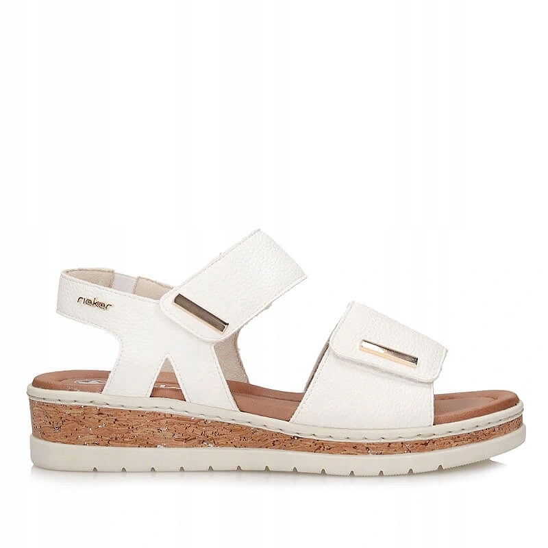 Dámské sandály Rieker V4181-80 bílé na suchý zip na koturnu
