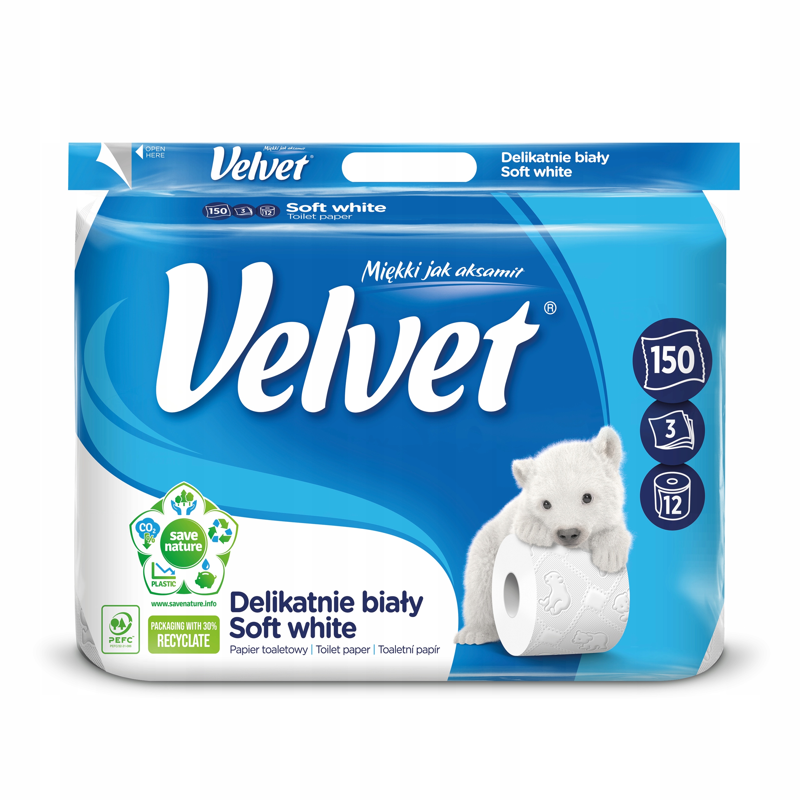 

Velvet papier toaletowy Delikatnie Biały 12 rolek