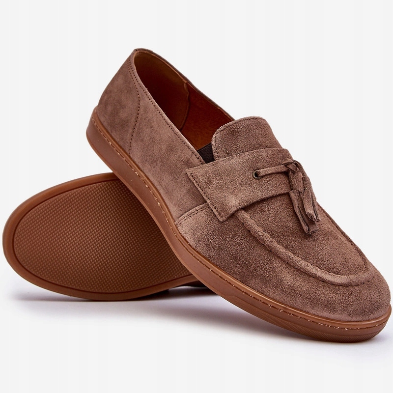 Polobotky Loafersy Z Přírodního Semiše Pánské Zazoo 1566 Hnědé 39