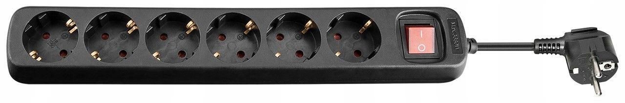 

MicroConnect 6 gniazda Schuko 5M czarne