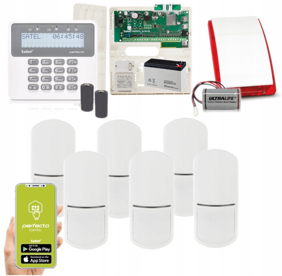 Alarm Bezprzewodowy Satel Perfecta 64 M 6x MPD-310 Syrena Aplikacja Lte