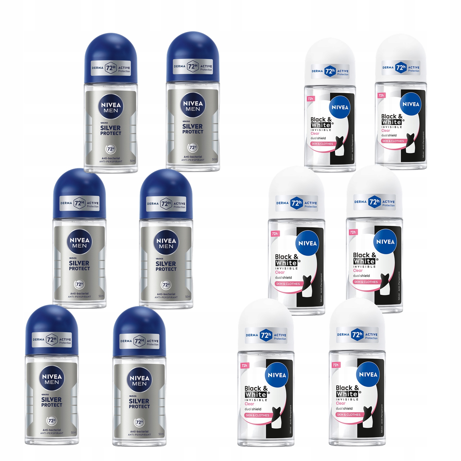 Nivea Sada antiperspirantů, kulička pod podpaží pro muže 50 ml x 6 dámská 50 ml x 6