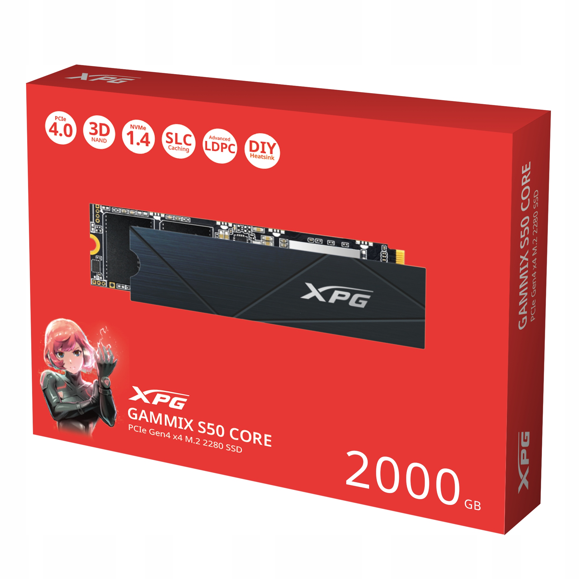 Adata Xpg Gammix S50 Core 2TB Dysk Ssd PCIe 4x4 M.2 2280 NVMe 1.4 Slc Ldpc