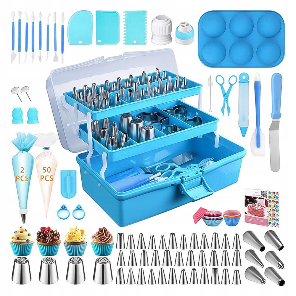 Duży Zestaw Cukierniczy Do Dekoracji Ciast Tortów 236el Akcesoria Komplet