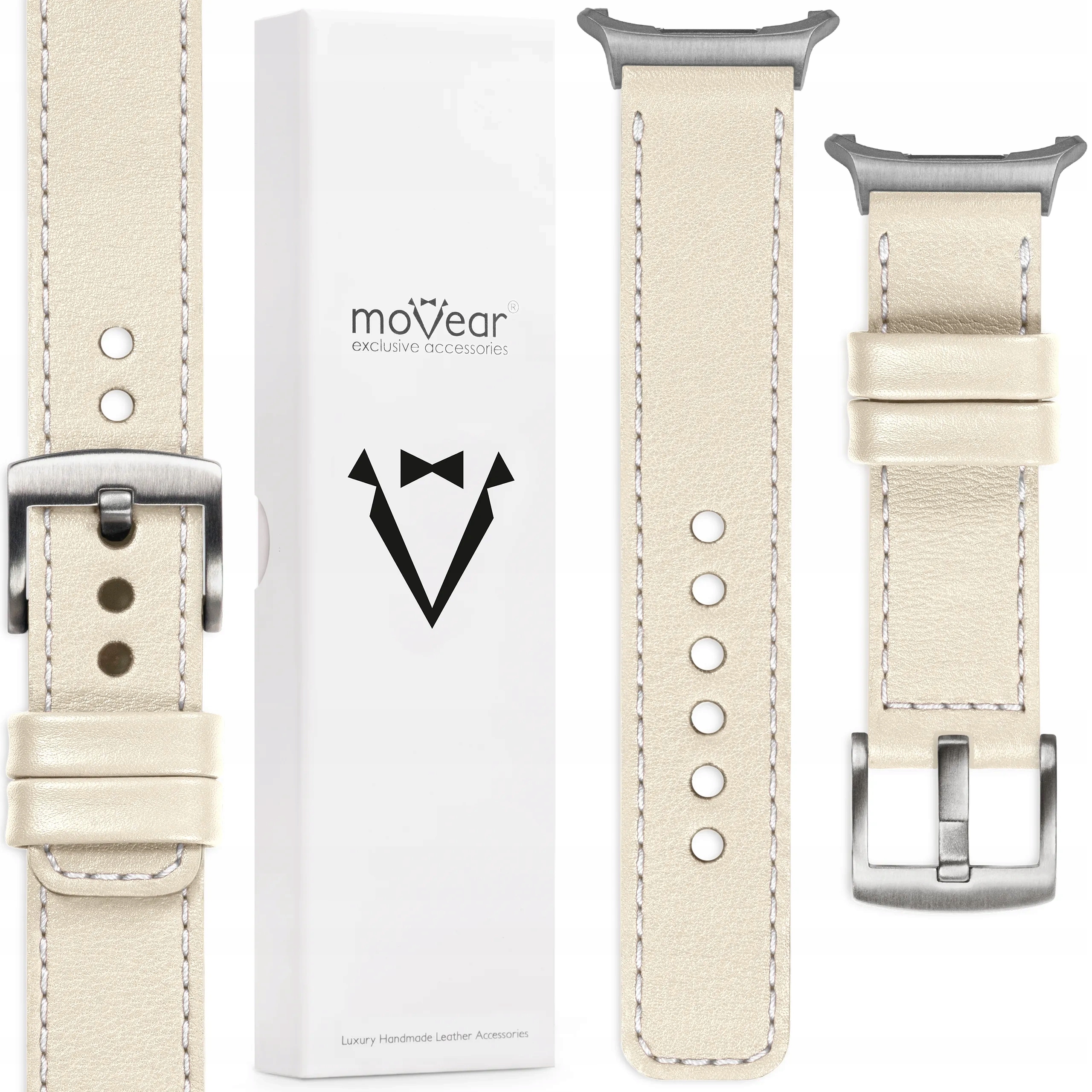 Pásek pro Samsung Galaxy Watch Ultra 22 mm béžový prémiový kožený Movear