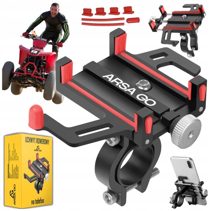 Uchwyt Rowerowy Na Telefon Kierownicę Anty Wstrząsowy Regulowany Mocny 360°