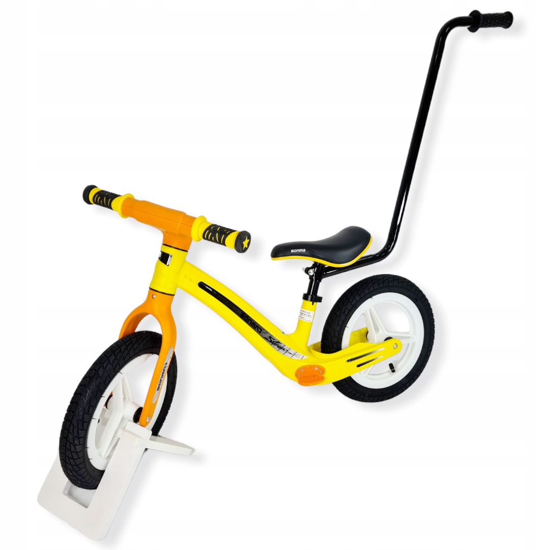 Rowerek biegowy BMT001 pompowane koła Kij Żółty
