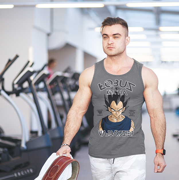 TANK TOP DRAGONBALL ŁOBUZ VEGETA Dekolt okrągły