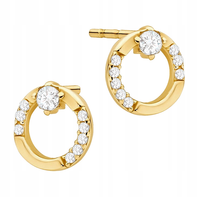 Zlaté Náušnice pr. 585 Kolečka se Zirkony