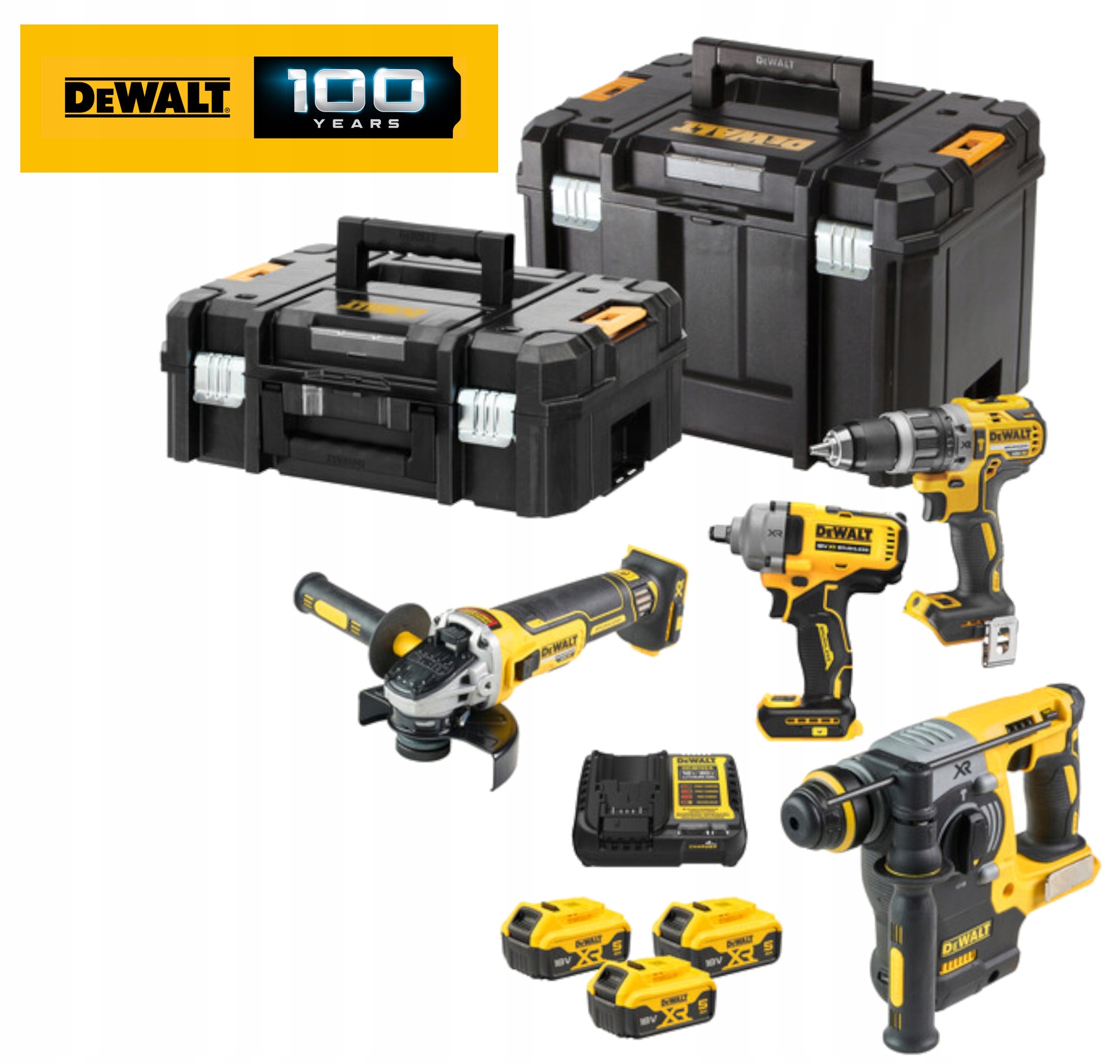 DeWALT 18V Xr Zestaw 4 elementowy 3x5Ah W Tstak DCK428P3T