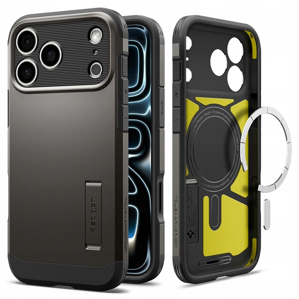 Etui do iPhone 18 Pro/17 Pro Spigen Tough Armor T, do MagSafe, z podstawką