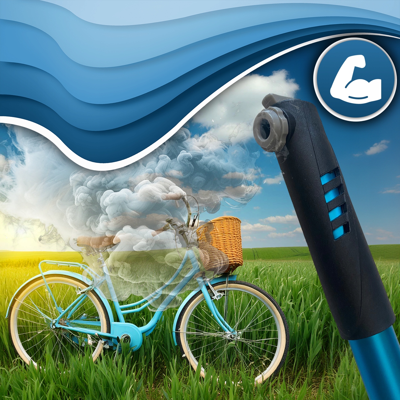 POMPKA ROWEROWA DO HULAJNOGI PIŁEK RĘCZNA MOCNA Z UCHWYTEM NA RAMĘ + IGŁA Marka MAXSELL