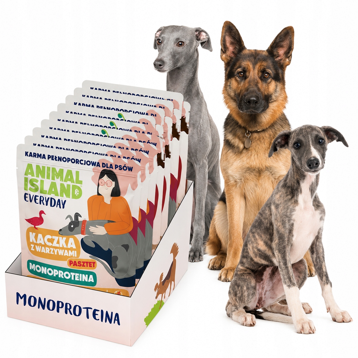 Animal Island Monoprotein telecí/kachna/krůta 9×300g Vlhké Krmivo pro psy