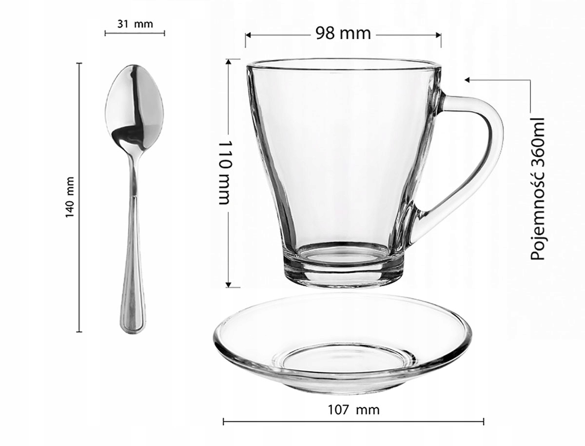 KPL SZKLANKI do kawy LATTE +łyżeczki GRATIS Marka Glasmark