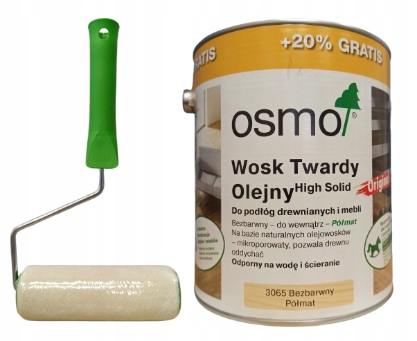Osmo Wosk Twardy Olejny 3065 Bezbarwny 3L Wałek Z Rączką