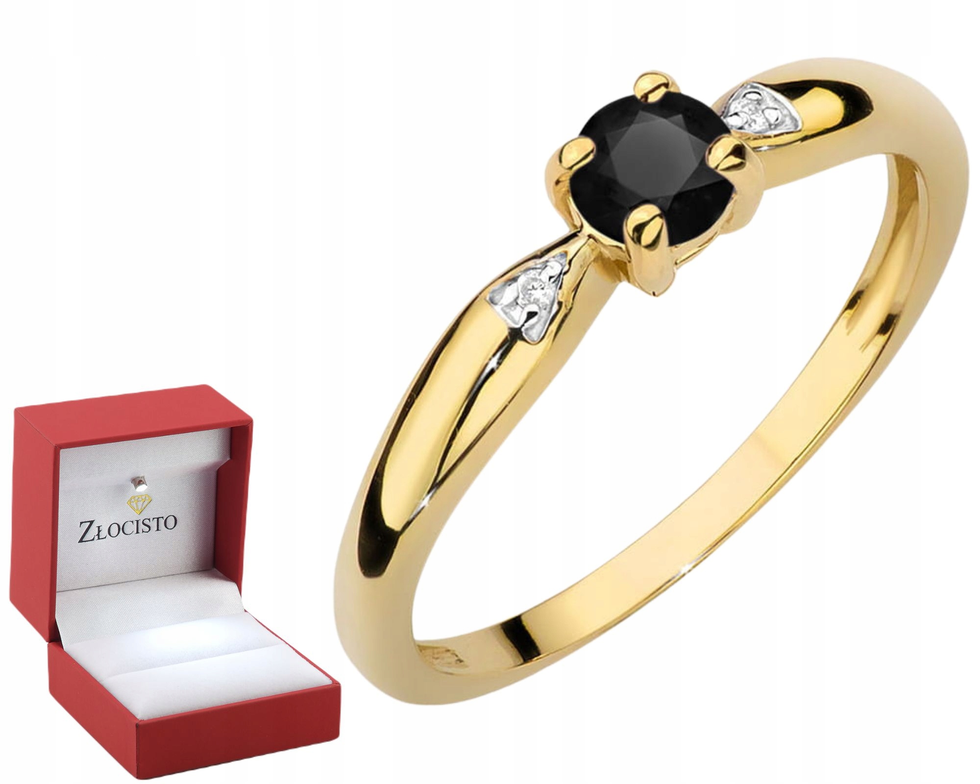 Zlatý Prstýnek Briliant 585 Černý, Žluté Zlato Gravírování Bonus Dárek