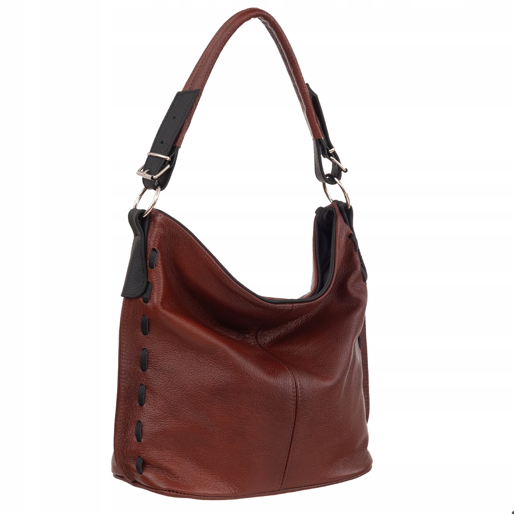 BRĄZOWA KONIAKOWA SKÓRZANA TOREBKA WOREK SHOPPER SKÓRA NATURALNA Marka inna