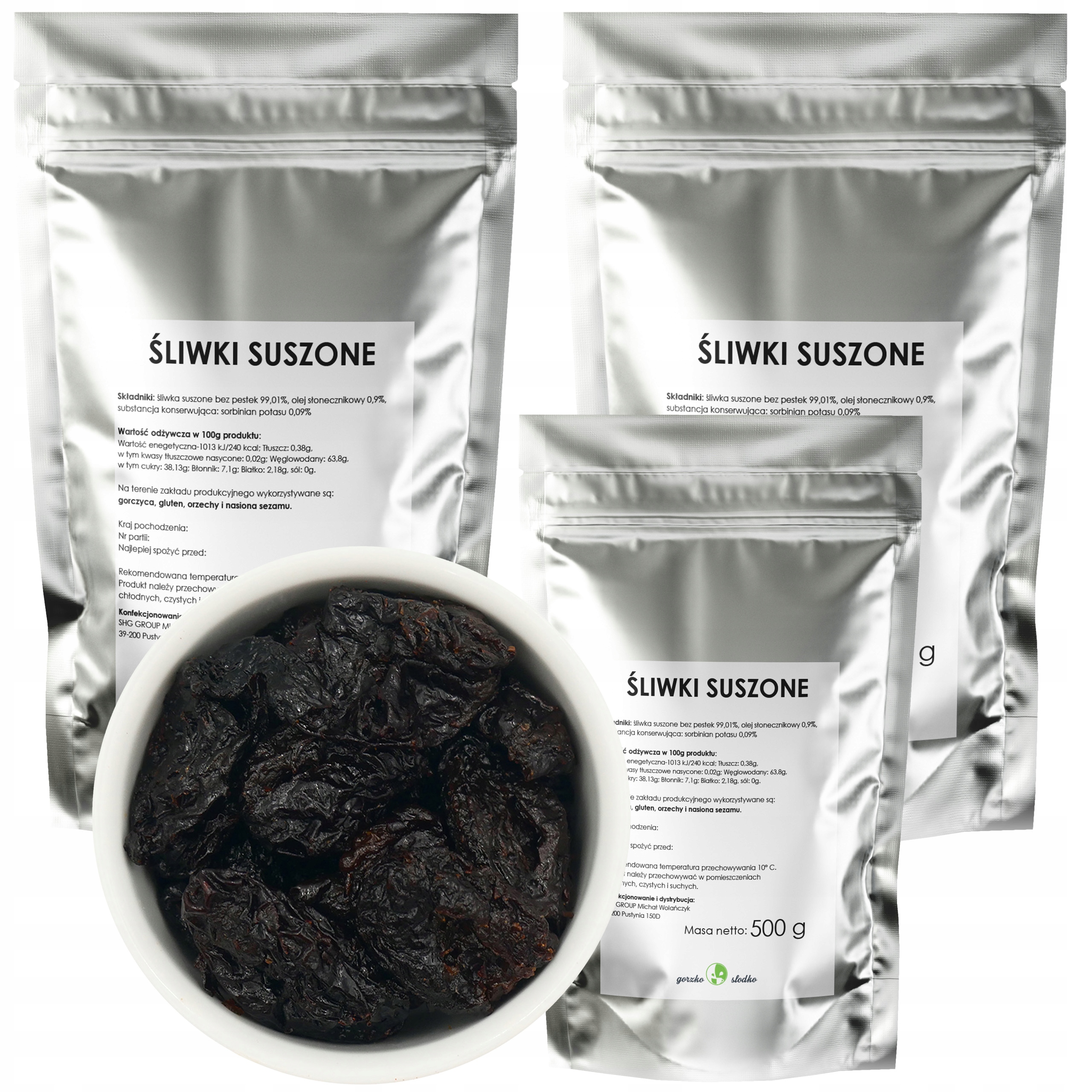 Śliwki suszone bez pestek 2,5 kg zdrowa przekąska Gorzko Słodko