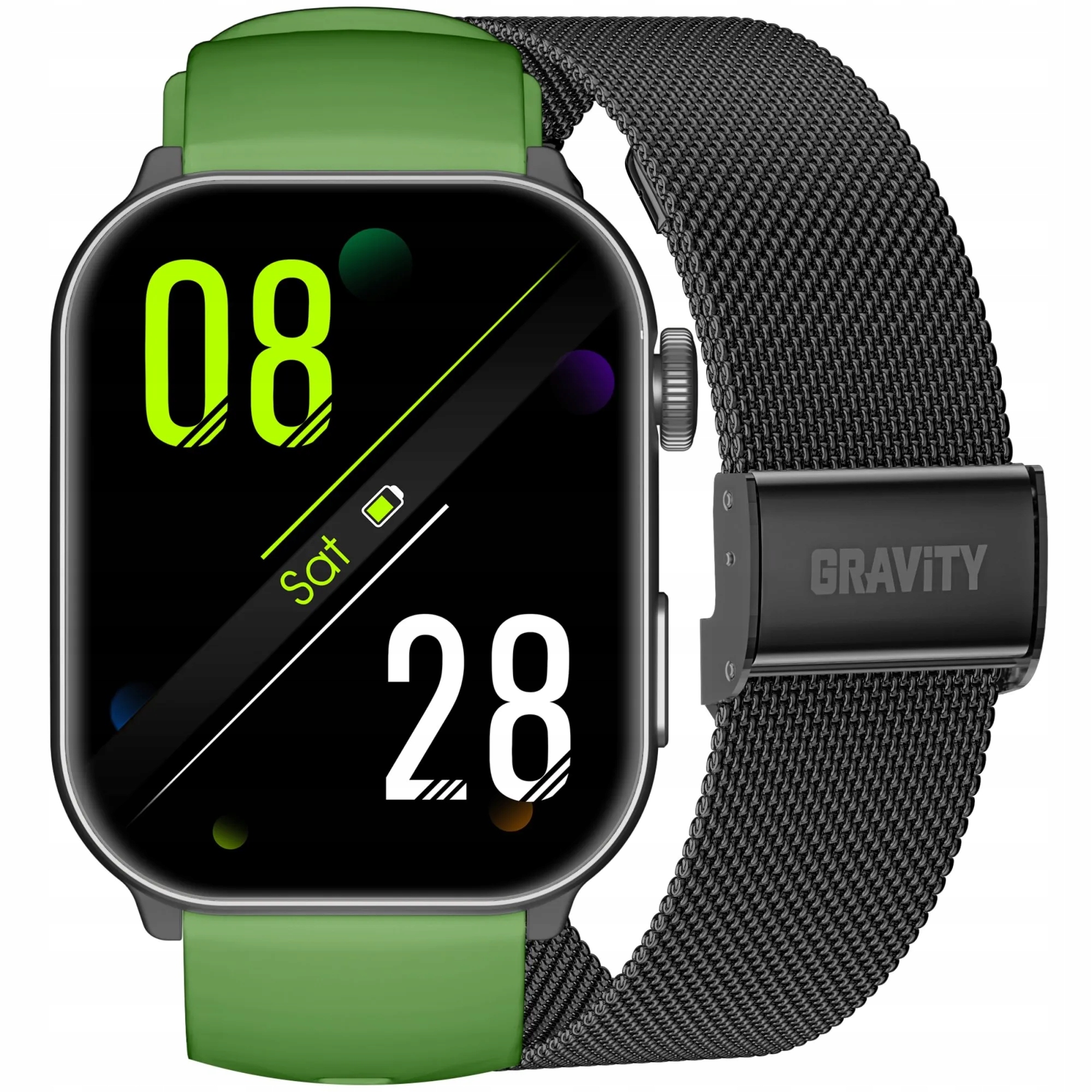 Gravity GT28-4 prostokątny czarny smartwatch do rozmów