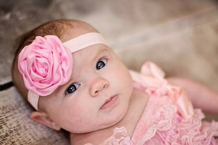 LC3* Satynowa Opaska Kwiat Chrzest Roczek RÓŻOWA Marka ASIS