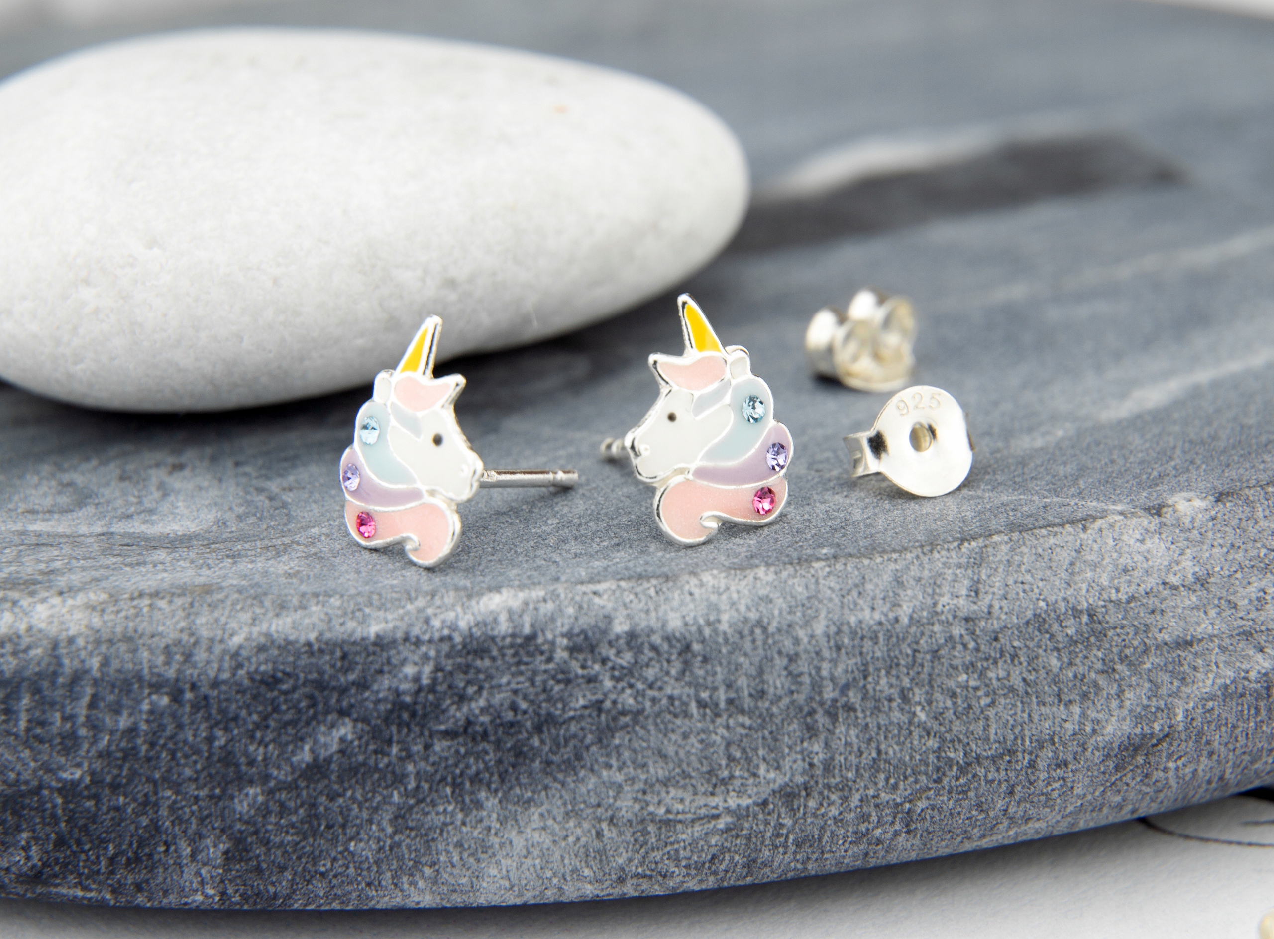 KOLCZYKI SREBRNE 925 DLA DZIEWCZYNKI JEDNOROŻEC Marka Inna marka