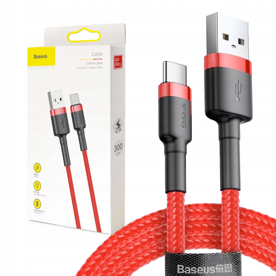 Baseus Cafule kabel przewód 2M USB-C TYP-C QC 3.0 - Sklep, Opinie, Cena w  Allegro.pl