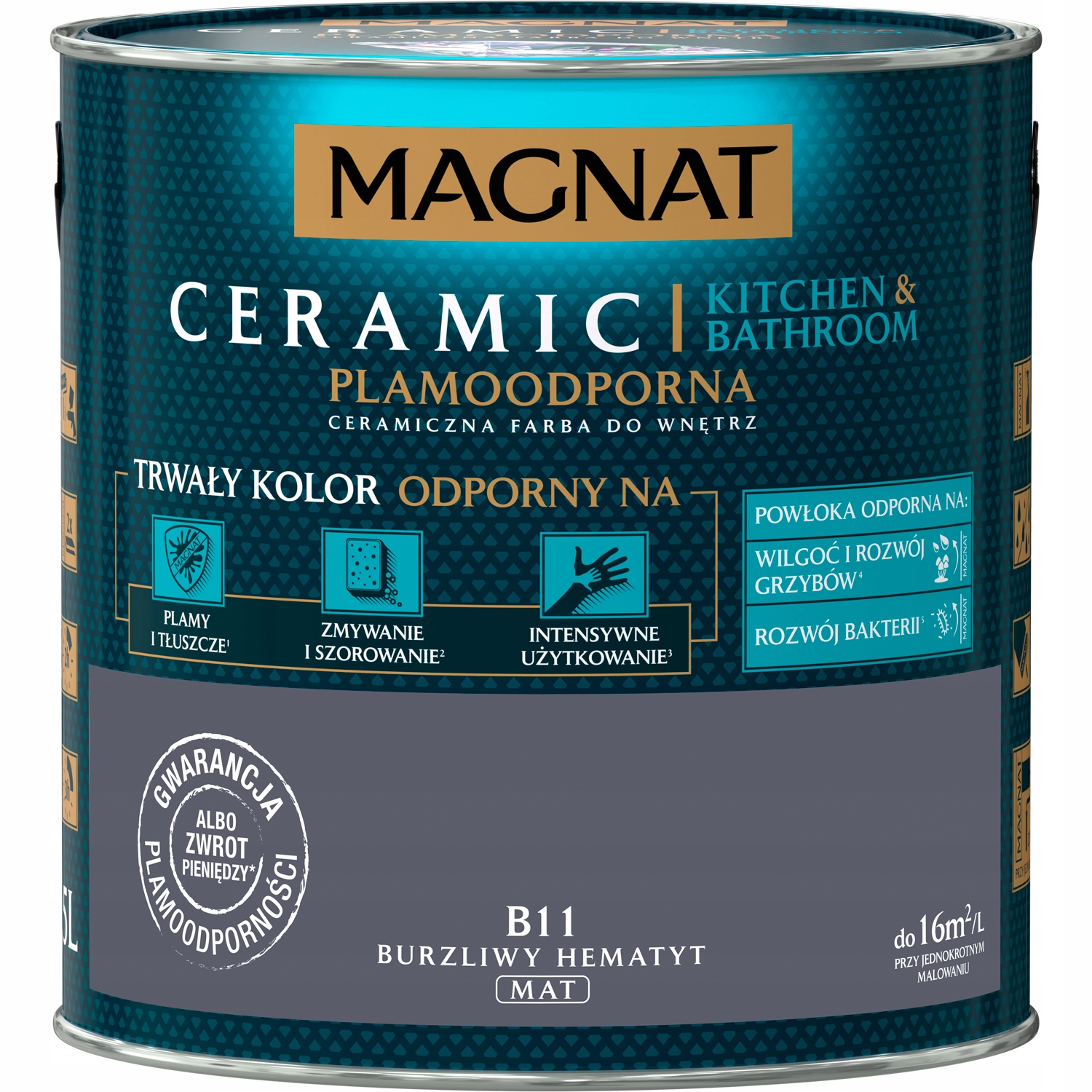Farba ceramiczna ścienna Magnat 2,5 l B11 Burzliwy Hematyt mat